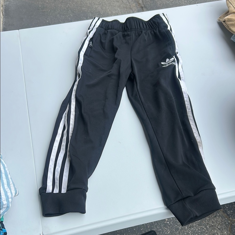 adidas Black Kids Joggers with White Three Stripes